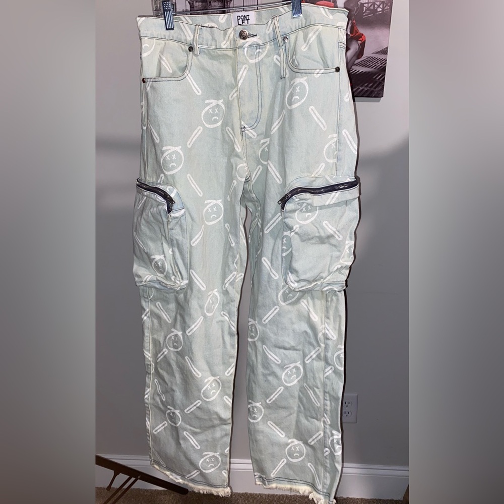 Don’t Let Mom Find Out! Light Blue Cargo Jeans for Women